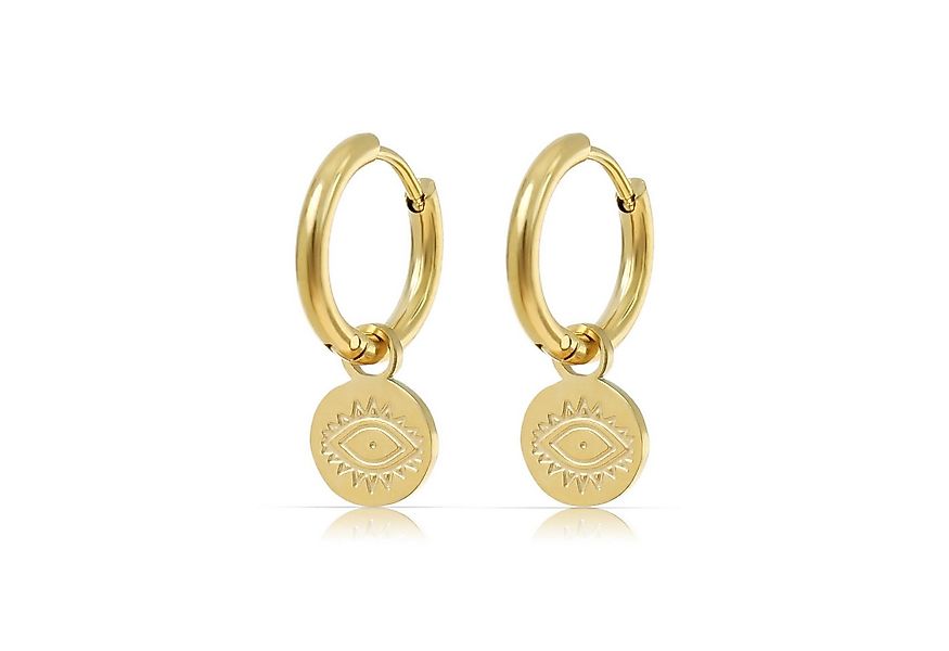 Made by Nami Ohrring-Set Gold hängend mit Augen-Anhänger, Boho Schmuck Dame günstig online kaufen