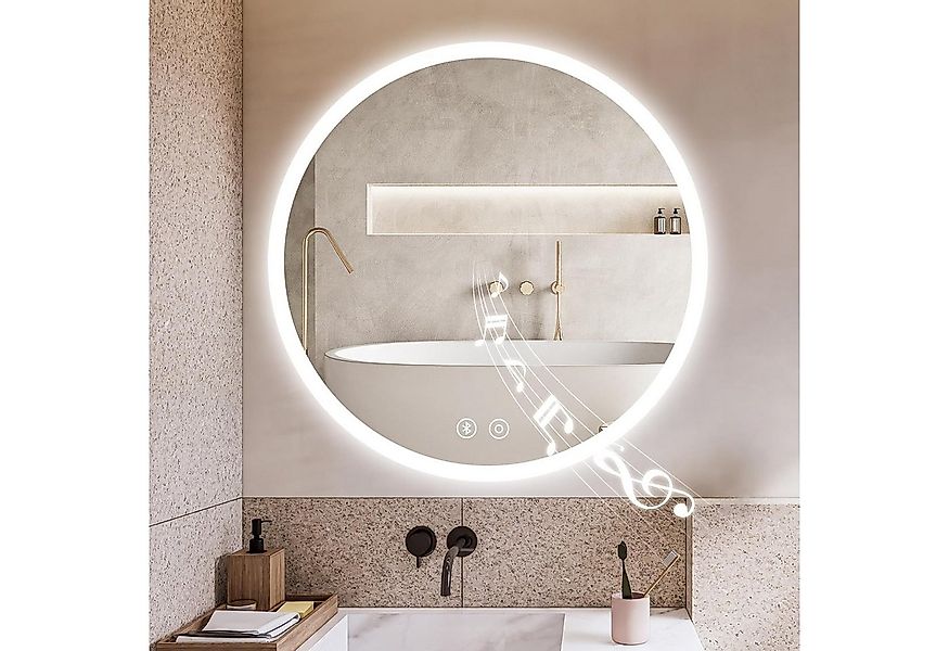 YOLEO Badspiegel Rund LED Wandspiegel Badezimmerspiegel mit Bluetooth-Lauts günstig online kaufen