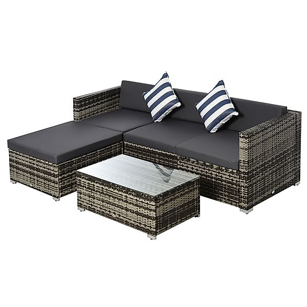 Gartenmöbel Set Polyrattan Gartengarnitur Grau inkl. Loungeset Beistelltisc günstig online kaufen