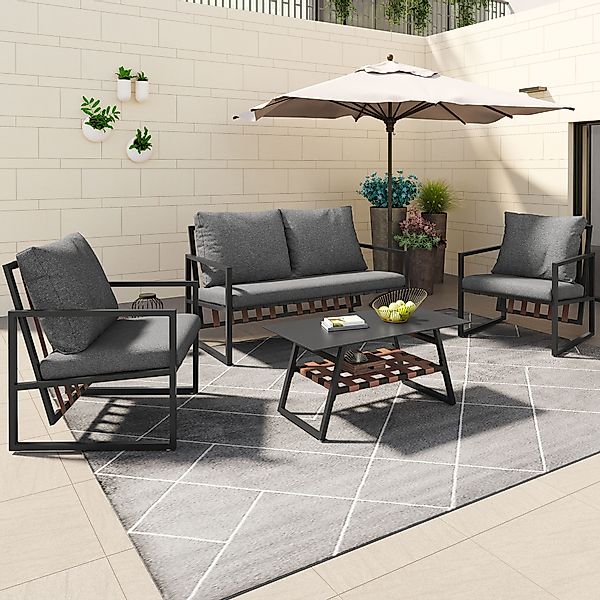 BlingBin Gartenlounge-Set Gartenmöbel Sitzgarnitur Garten-Garnitur Set, günstig online kaufen