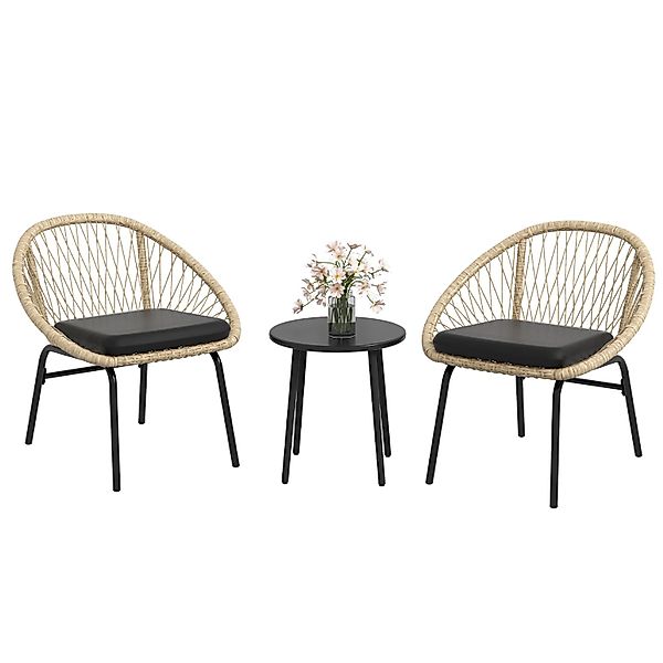 Outsunny Gartenmöbel Set Polyester PE Rattan Gelb 70L x 63B x 73H cm günstig online kaufen