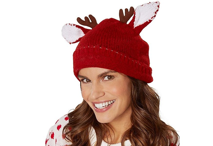 dressforfun Bommelmütze Rentier-Mütze rot günstig online kaufen