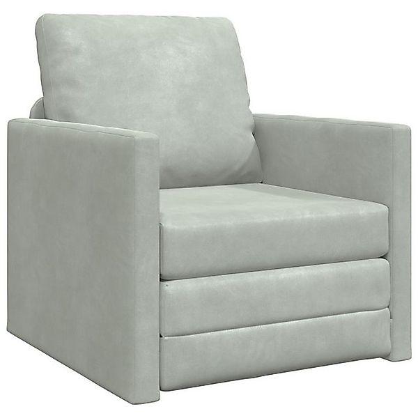 vidaXL Sofa Boden-Sofa Einzelnes Convertible Samt 74x77x81 cm Hellgrau, 1 T günstig online kaufen