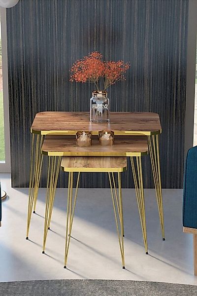 en.casa Couchtisch (3-St), mit goldfarbener PVC-Kante 89322047 günstig online kaufen