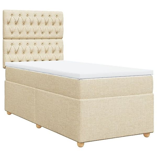 vidaXL Bett Boxspringbett mit Matratze Creme 100x200 cm Stoff günstig online kaufen