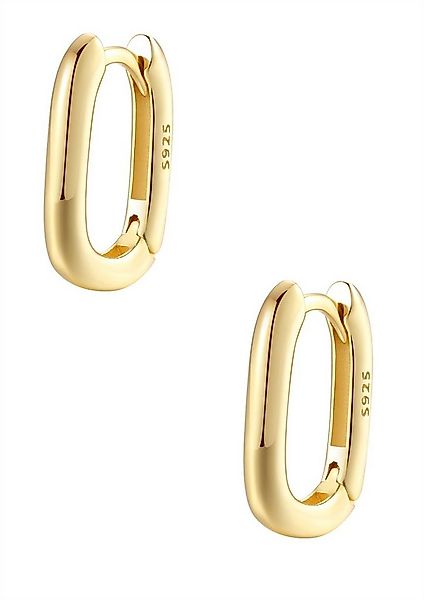 Hey Happiness Paar Creolen Oval und Eckig, Silber 925er (2-tlg), Damen Silb günstig online kaufen