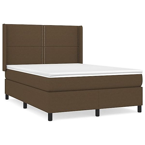 vidaXL Boxspringbett, Boxbett mit Matratze Dunkelbraun 140x200 cm Stoff günstig online kaufen