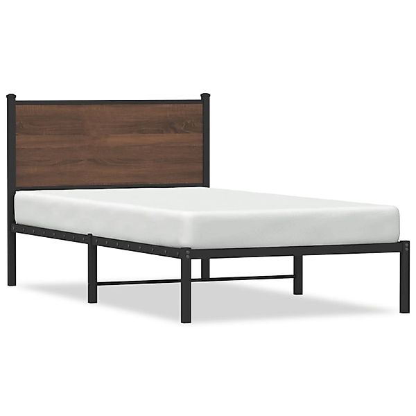 vidaXL Bettgestell mit Kopfteil Metall Braun Eichen-Optik 100x190 cm2107687 günstig online kaufen