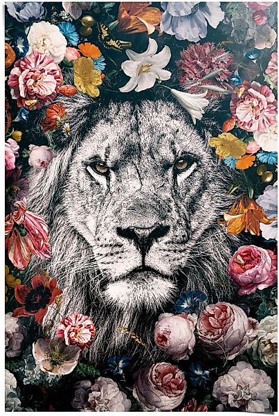 Reinders Poster "Löwe Blumenkranz - Pflanzen - Farbenfroh", (1 St.) günstig online kaufen