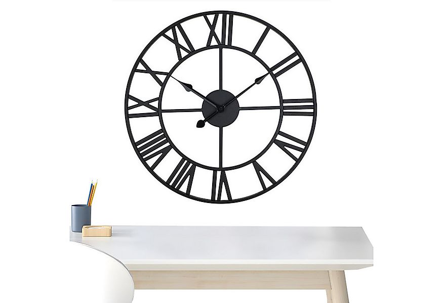 MODFU Wanduhr 50 cm Metall Uhren Große Wanduhr Retro Küchenuhr Lautlos Uhr günstig online kaufen