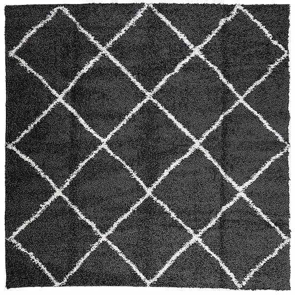 vidaXL Teppich Shaggy Hochflor Modern Schwarz Und Creme 120x120 Cm 1954661 günstig online kaufen