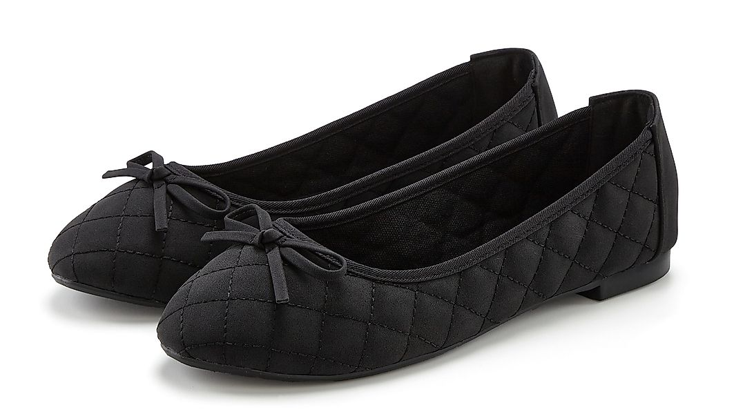 LASCANA Slipper, Schlüpfschuh Ballerina mit Schleifenapplikation günstig online kaufen