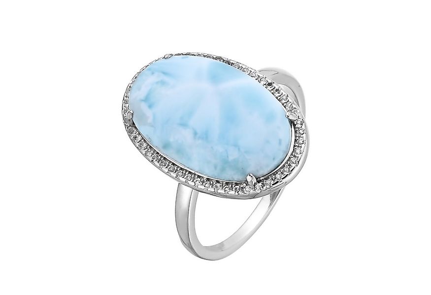 Cavill Silberring Cavill Larimar Ring 6,39 ct Oval Cabochon, 48 weiße Topas günstig online kaufen