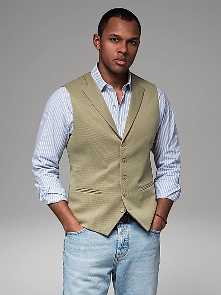 OMBRE Anzugweste Strukturierte Strickweste mit Revers günstig online kaufen