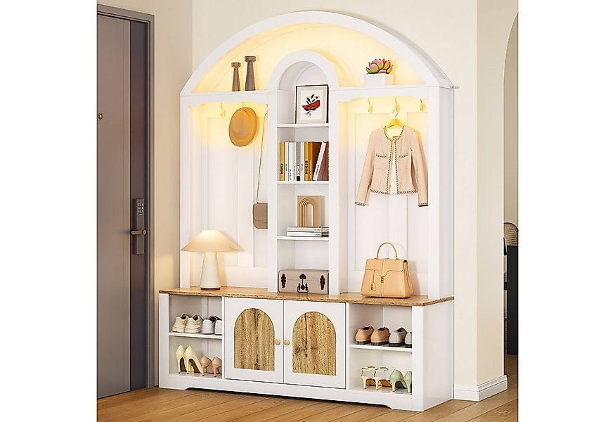 Merax Garderoben-Set Garderobenschrank mit LED-Beleuchtung und geschwungene günstig online kaufen