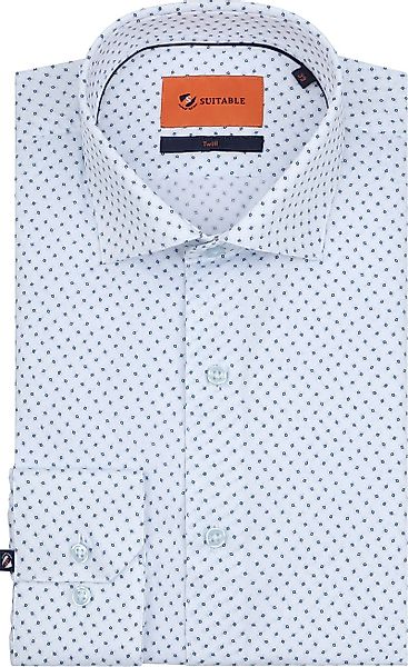 Suitable Hemd Twill Druck Hellblau - Größe 39 günstig online kaufen