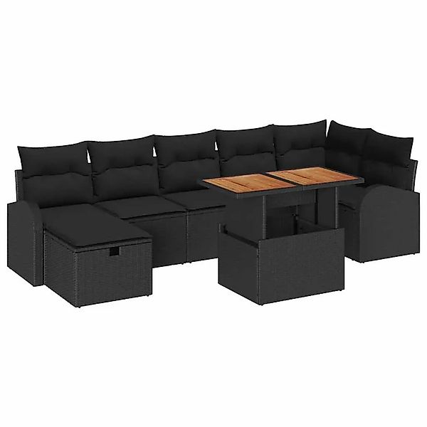 vidaXL Garten-Sofa-Set mit Kissen 8-Tlg Schwarz Poly Rattan 3359978 günstig online kaufen