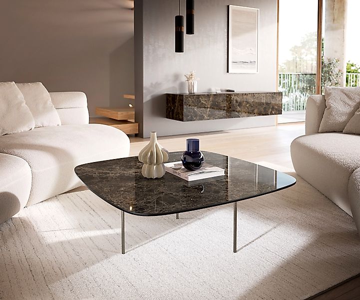 Couchtisch Edge Boot 90x90 cm Keramik Laminam® Emperador Extra Lucidato Dun günstig online kaufen