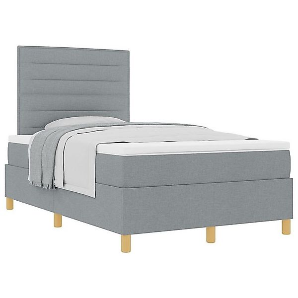 vidaXL Bett Boxspringbett mit Matratze Hellgrau 120x200 cm Stoff (1-tlg) günstig online kaufen