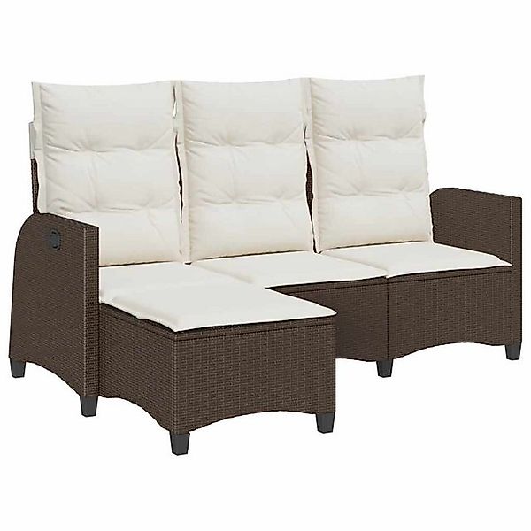 vidaXL Loungesofa Gartensofa mit Liegefunktion Kissen L-Form Braun Poly Rat günstig online kaufen