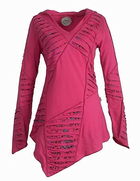 Vishes Zipfelkleid Langarm Damen Baumwoll Cutwork-Kleid Hoodie Zipfelkapuze günstig online kaufen