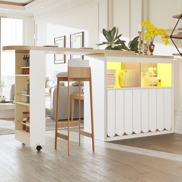 OKWISH Bartisch Ausziehbarer Kücheninsel,mit Stauraum (mit günstig online kaufen