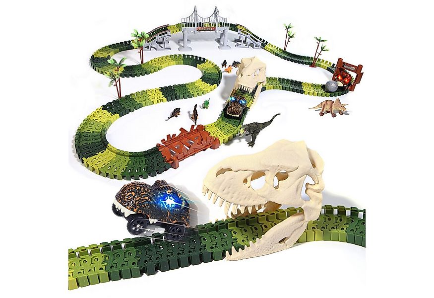 Esun Autorennbahn 285 Stück Dinosaurier Spielzeug autorennbahn ab3 4 5 6 ja günstig online kaufen