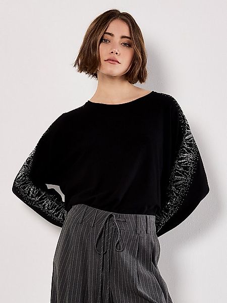 Apricot Strickpullover Fledermauspullver mit Verzierung im Schlangenmuster günstig online kaufen