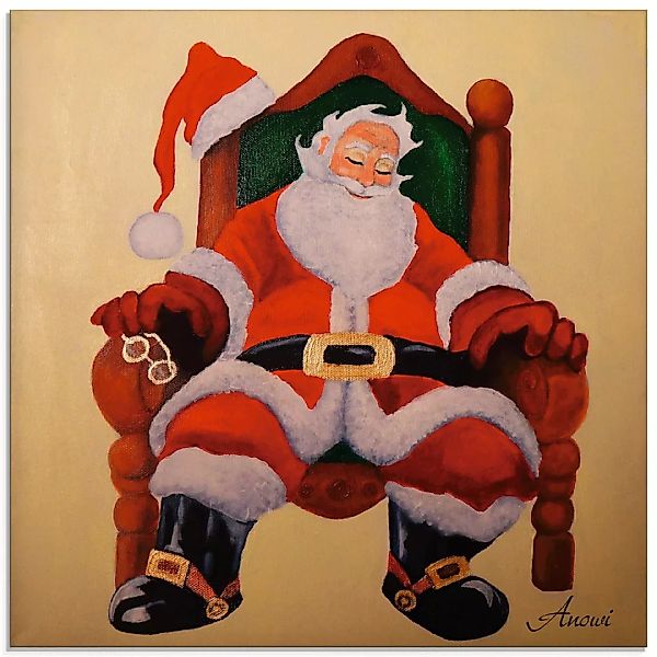 Artland Glasbild "Schlafender Weihnachtsmann", Weihnachten, (1 St.) günstig online kaufen