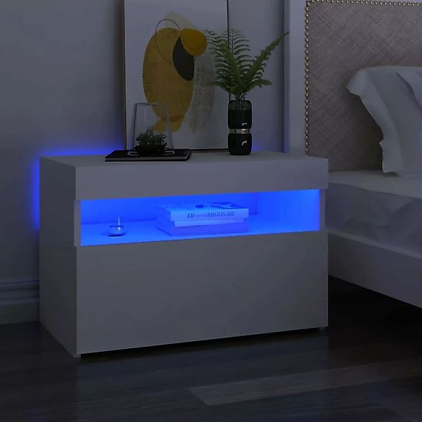 Nachttisch Mit Led-leuchten Weiß 60x35x40 Cm Spanplatte günstig online kaufen