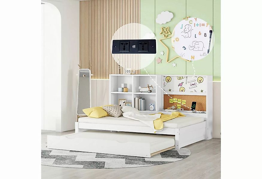 MODFU Kinderbett Stauraumbett (mit ausziehbarem Bett, usb-Ladeanschluss, mi günstig online kaufen