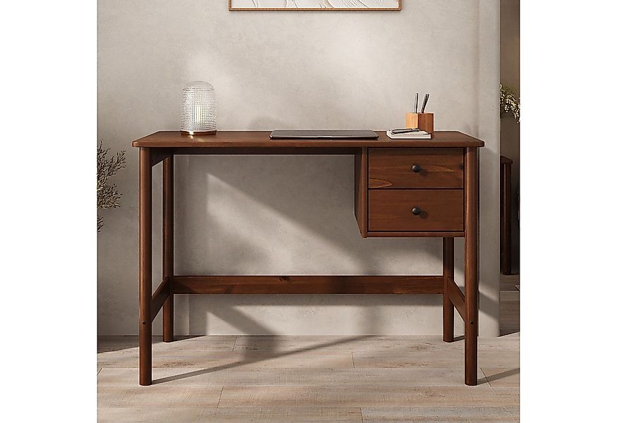 IDIMEX Schreibtisch MARLO, Holzschreibtisch mit 2 Schubladen aus Massivholz günstig online kaufen