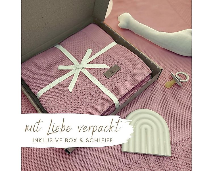 Babydecke DIKOS® Kuscheldecke Bordüre *100%* Bio Baumwolle, Geschenk zur Ge günstig online kaufen