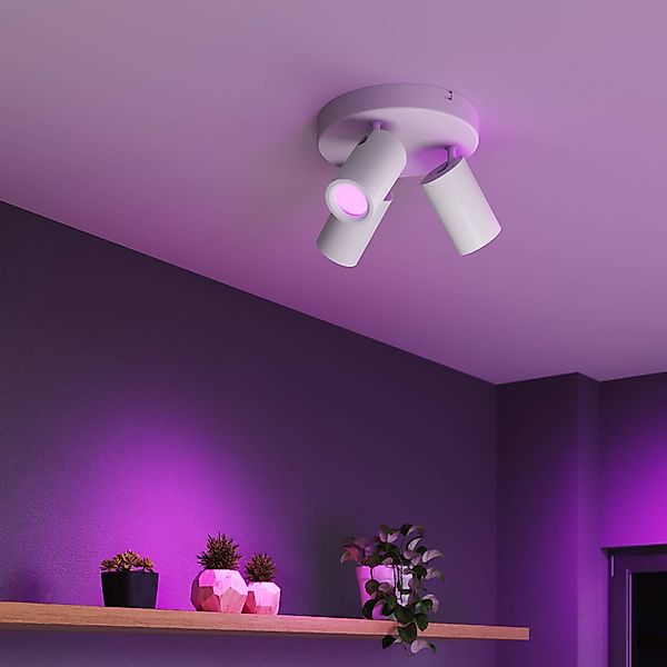 Calex Smart Deckenspot, weiß, Ø 21 cm, 3-flg., GU10-LED RGBW günstig online kaufen