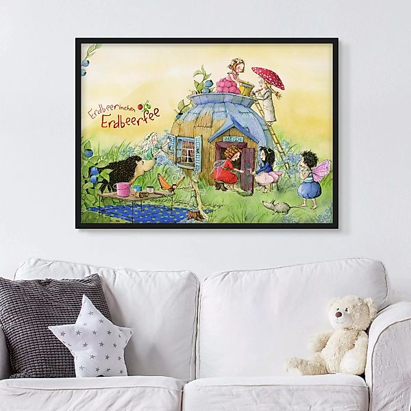 Bild mit Rahmen Kinderzimmer - Querformat Erdbeerinchen Erdbeerfee - Bei He günstig online kaufen