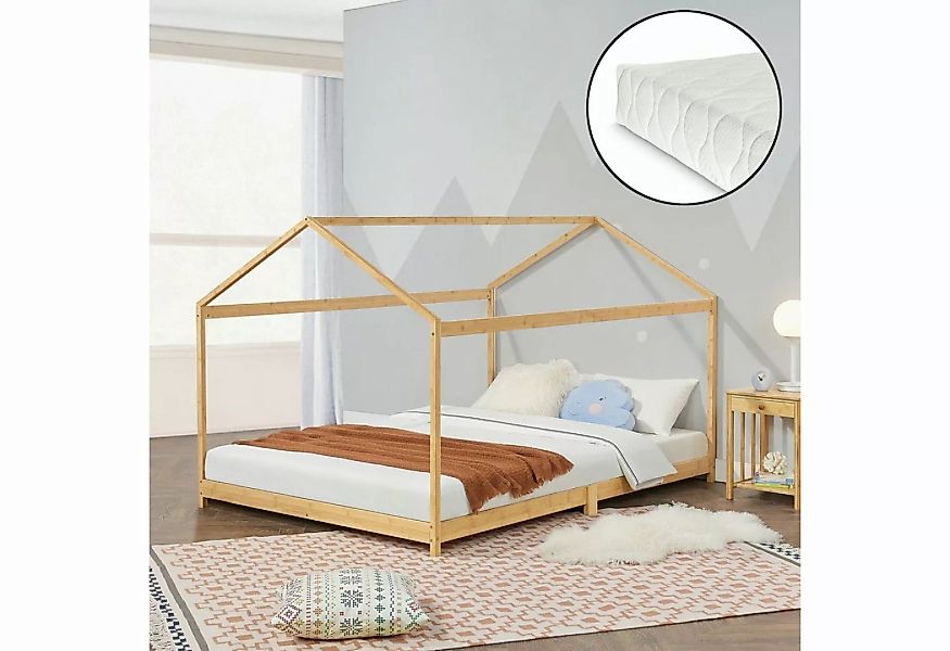 en.casa Kinderbett (2-tlg., Bett und Matratze), »Vindafjord« Hausbett Haus- günstig online kaufen