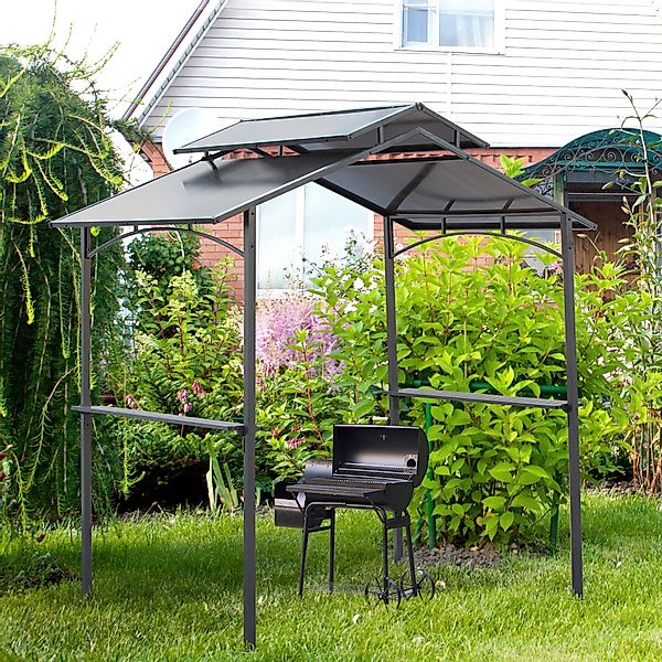 Outsunny Grillpavillon mit Flammschutzdach BBQ-Pavillon mit 2 Ablagen 2,5 x günstig online kaufen