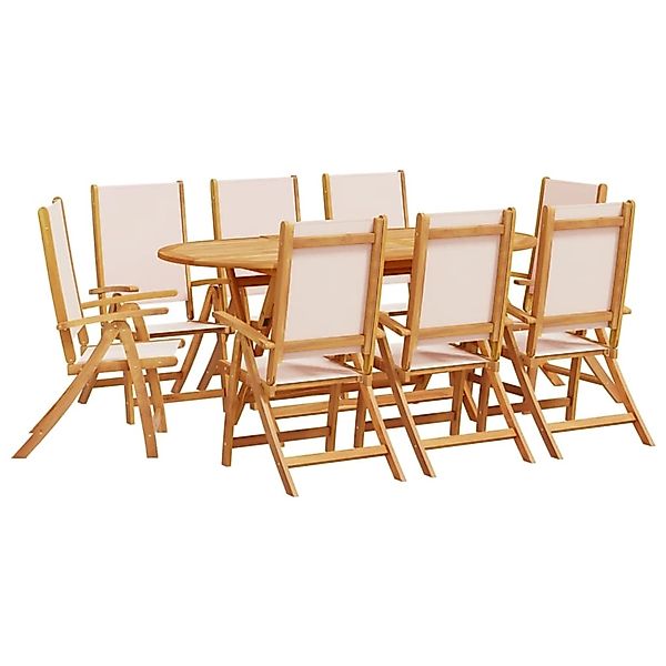 vidaXL 9-Tlg Garten-Essgruppe Massivholz Akazie und Textilene 3279271 günstig online kaufen