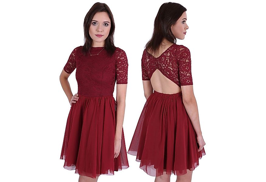 Sarcia.eu Midikleid Dunkelrotes Tüllkleid mit Oberteil aus Spitze John Zack günstig online kaufen