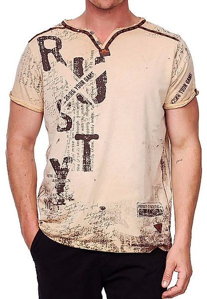 R-NEAL T-Shirt T-Shirt Herren Weit-Geschnittener Wildleder V-Neck mit Front günstig online kaufen