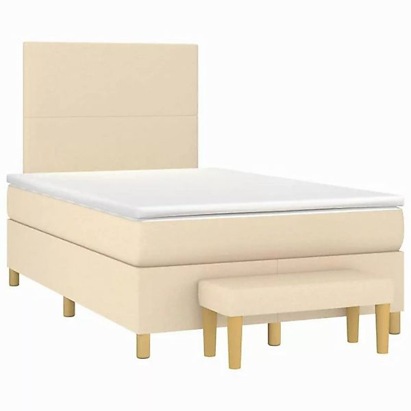 vidaXL Bett Boxspringbett mit Matratze Creme 120x190 cm Stoff günstig online kaufen