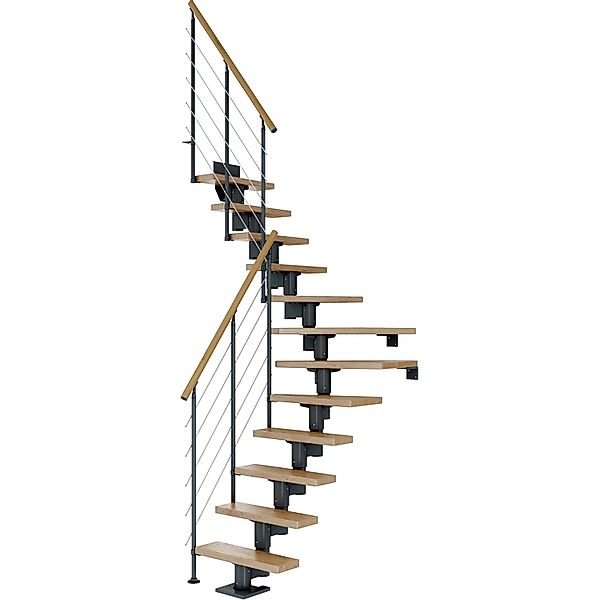 Dolle Mittelholmtreppe Dublin Eiche Anthrazit GH bis 337 cm 1/4 Gewendelt 6 günstig online kaufen