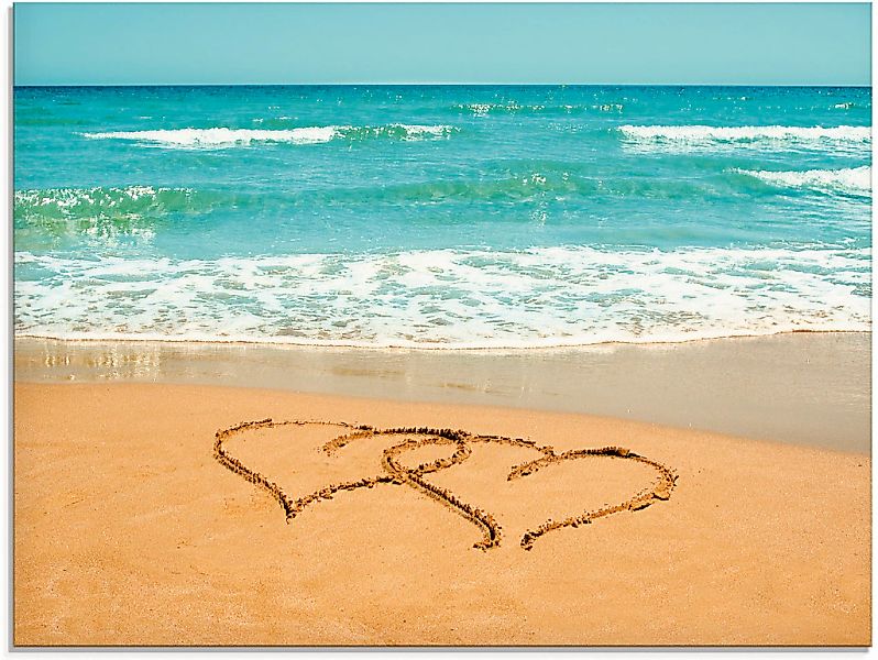 Artland Glasbild "Herzen im Sand" Strand 1 Stk. tlg. in verschiedenen Größe günstig online kaufen