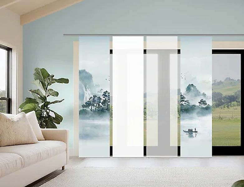 HOME WOHNIDEEN Schiebegardine »VITNAM« Paneelwagen 4 Stk. tlg. Schiebewand günstig online kaufen