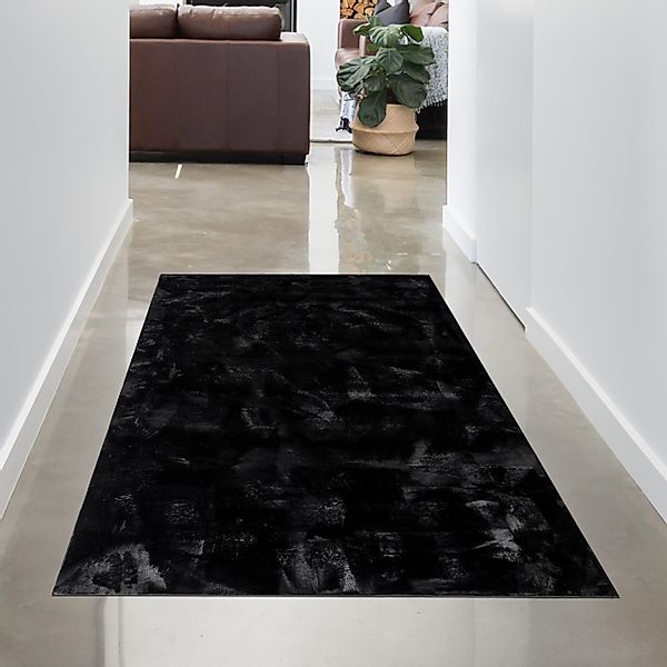 Carpetia Teppich Teppich schwarz Hasenfell-Optik elegant günstig online kaufen