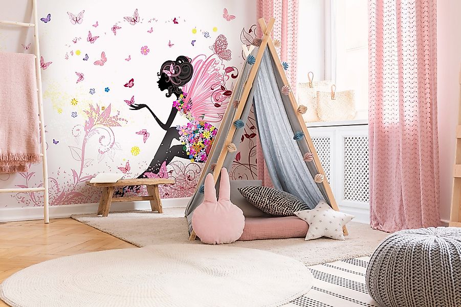 Wallarena Fototapete Kinderzimmer Mädchen Fee Blumen günstig online kaufen