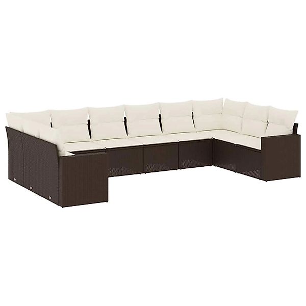 vidaXL 10-Tlg Garten-Sofagarnitur mit Kissen Braun Poly Rattan 3219463 günstig online kaufen