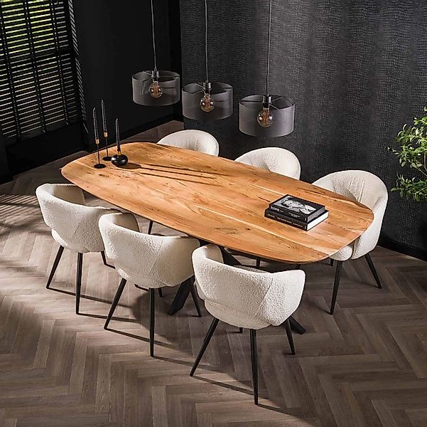 LEVEN Lifestyle Esstisch Esszimmertisch ESCANDI oval Akazie massiv 215 cm, günstig online kaufen