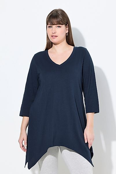 Ulla Popken T-Shirt Shirt Zipfelsaum V-Ausschnitt günstig online kaufen