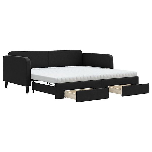 vidaXL Bett Tagesbett Ausziehbar mit Schubladen Schwarz 100x200 cm Stoff günstig online kaufen